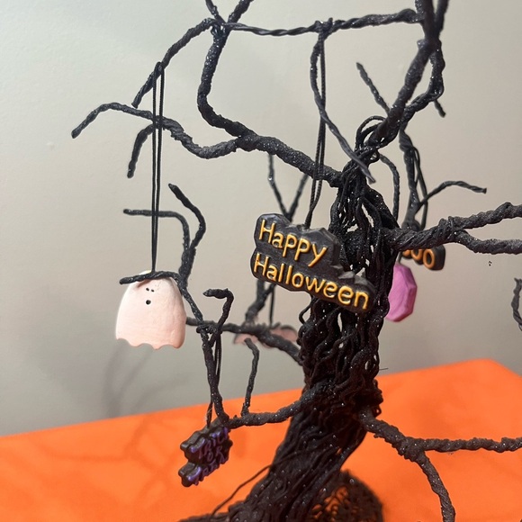 Halloween Black Tree Decor with Ghost and Sign Accents - Picture 1 of 16